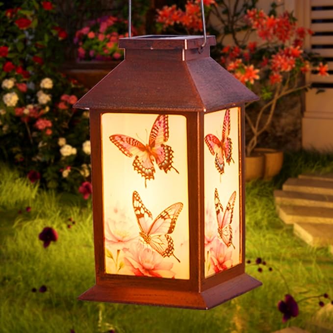 Retro Butterfly Decorative Wind Chime Gift, Solar-Powered Butterfly Wind Chimes, for Women Mom Grandmother, Garden Lawn Decorations, Thanksgiving Gifts