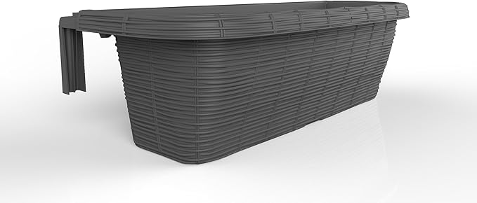 Apollo Exports International AP-30311 24" Adjustable Railing Planter, Ratan Look, Grey, Rectangular Shape