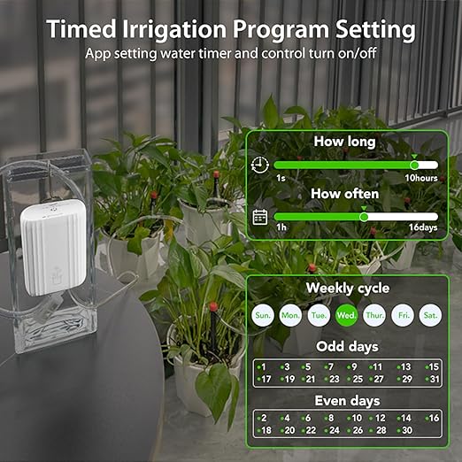 WiFi Drip Irrigation System: Automatic Watering System for Potted Plants, Smart Drip Irrigation Kits with Water Timer & App Water-Shortage Alarm, Support 10 Pots, Water Irrigation System for Garden