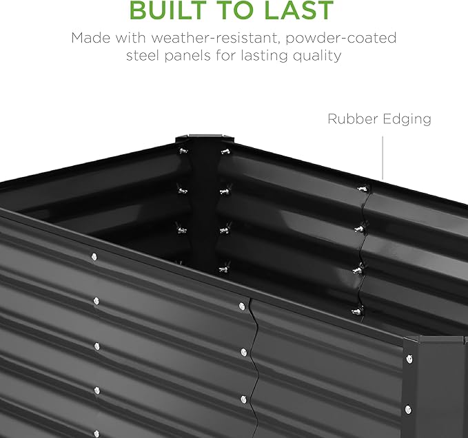 Best Choice Products 4x2x2ft Outdoor Metal Raised Garden Bed, Deep Root Planter Box for Vegetables, Flowers, Herbs w/ 119 Gallon Capacity - Gray