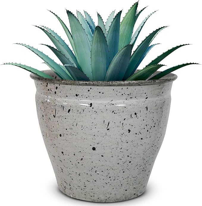 Headwind Riverside Collection – 6" Dalmation Glazed Decorative Plant Pots Indoor with Drainage & Outdoor - Modern Flower Pot Weather-Resistant Lightweight Planter by Robert Allen