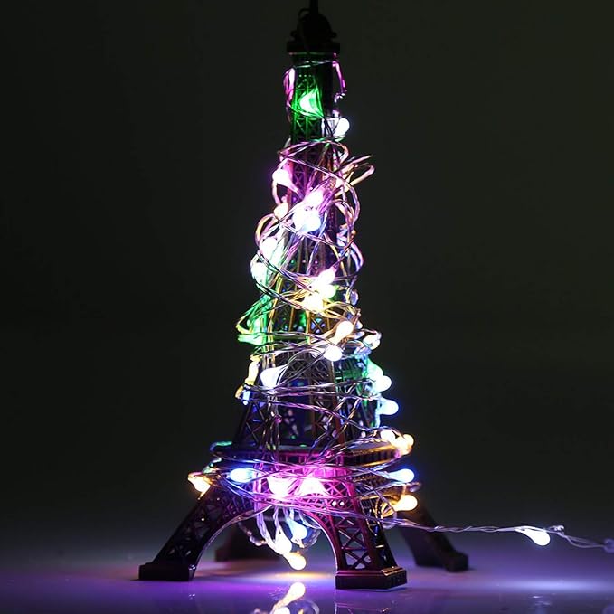 RUICHEN Silver Wire 66 Ft 200 LED USB Fairy String Lights with On/Off Switch (Multicolor)