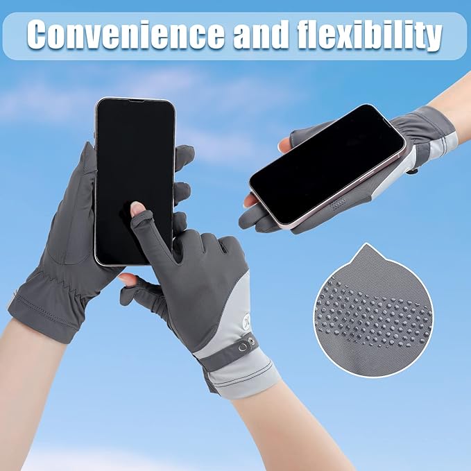 Loopeer 2 Packs Women Sun Protection Driving UV Gloves Full Finger Touchscreen Non Slip Breathable Summer Outdoor Gloves