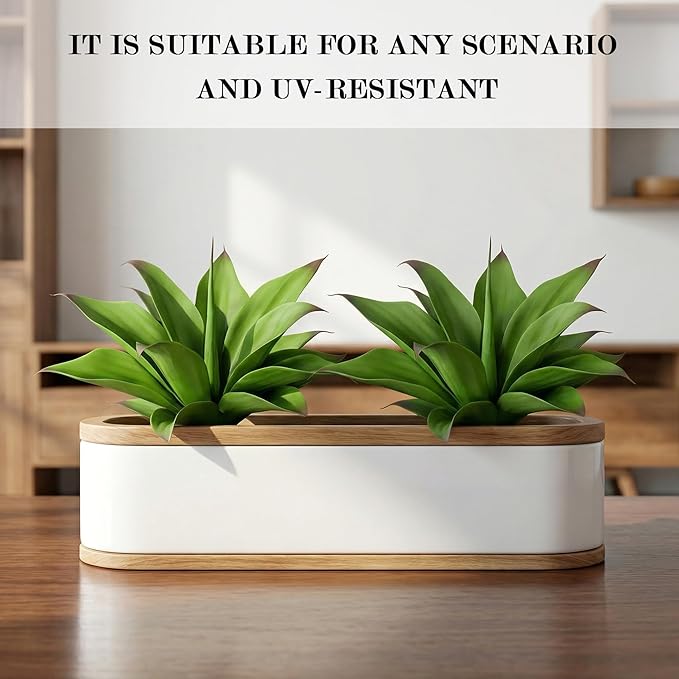 Fake Plants Artificial Agave Plants,Large UV Resistant Fake Agave Planters for Indoor and Outdoor Decorating Tropical Plant Succulents Greenery Indoor Decor13.8 (2Pack, Dark Green)