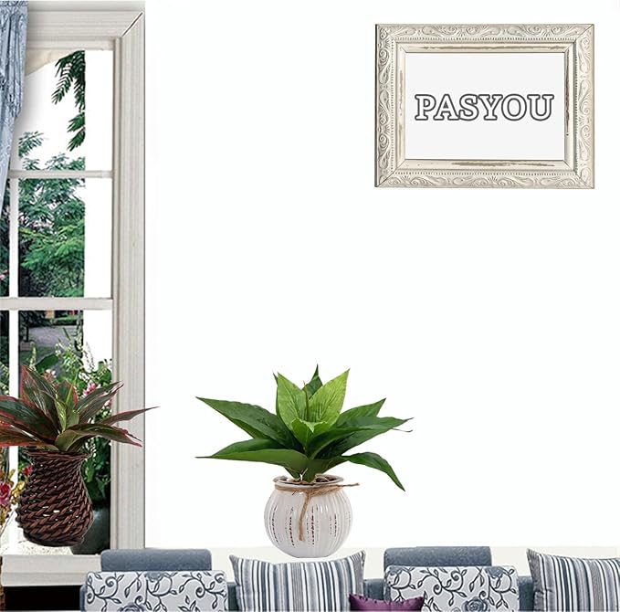 Artificial Agave Fake Plant, 10 Inches Faux Shrubs Bushes Plants for Indoor Outdoor Bedroom Garden Greenery UV Resistant Leaves Decor Wedding Party Office Planter Filler DIY Decoration Green 2 Pack