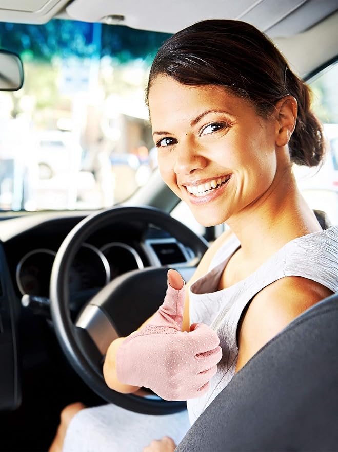 Maxdot Sun Gloves for Women UV Protection Fingerless Non Slip Sunscreen Driving Gloves for Summer Outdoor