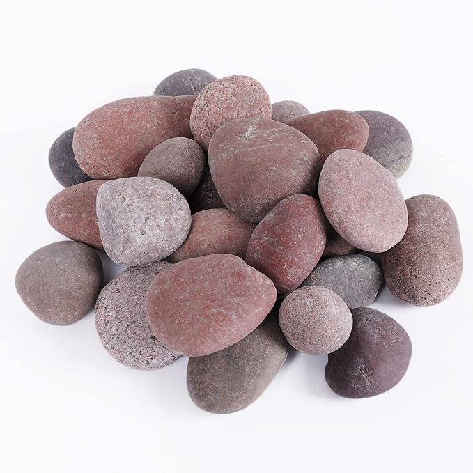 Ausluru 11lbs Smooth River Rocks, 1-2 Inch Hand-Picked Premium Pebbles for Garden and Landscape Design, Kindness Stones for Painting,DIY Arts, Red
