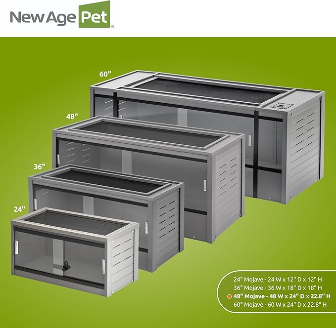 New Age Pet ECOFLEX 48" Wide Large Reptile Habitat, Mojave Lounge for Snakes, Tortoises & Lizards in Maple, Black & Grey, Easy Assembly, Sliding Glass Doors & Mesh Top