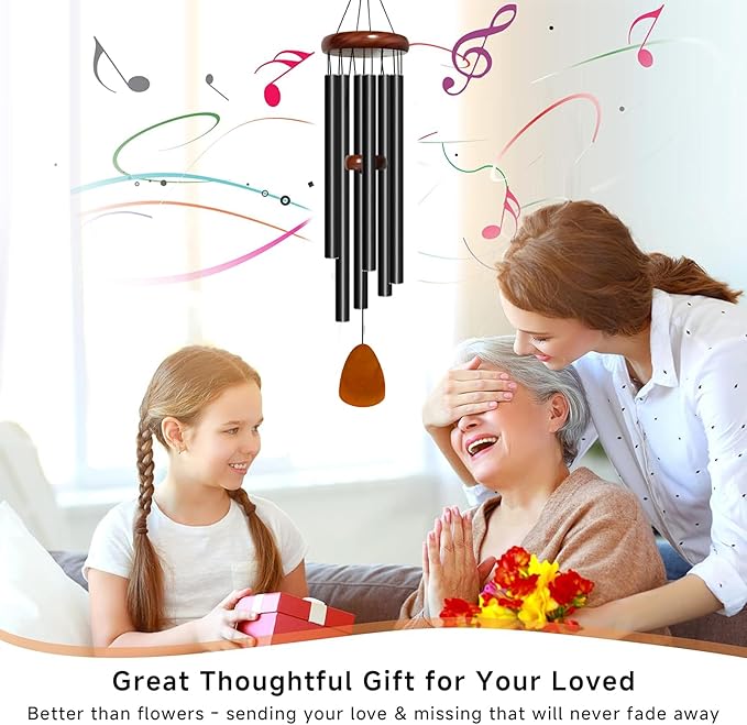 Bursvik Wind Chime for Outside, 32 inch Aluminium Metal Wind Chimes, Relaxing Soothing Wind Chimes Outdoor, Decoration for Garden, Patio, Yard, Home, Gift for Mother's Day, Birthday(Waterdrop)