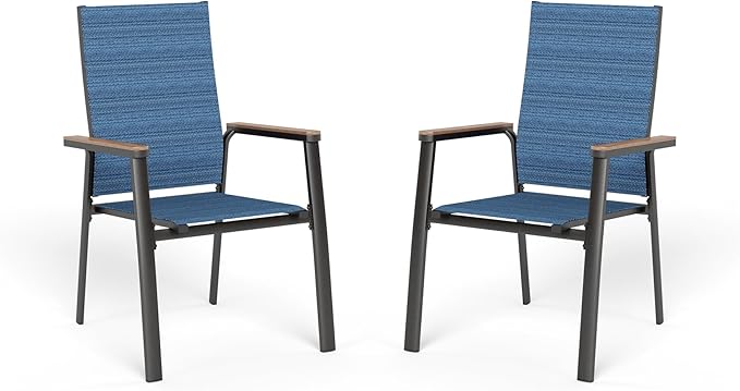 Sophia & William Lightweight Aluminum Outdoor Chair 2 Pieces, Rust-Resistant Aluminum Frame Patio Chairs, Stackable Design for Space Saving-Blue