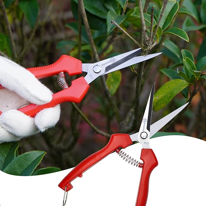 Sanung 2 PACK Pruning Shears,Straight Stainless Steel Pruning Shears Hand Pruner Garden Trimmer Scissors Clippers with PVC Handle Safety Lock Pruning Shears for Gardening Tree Trimming