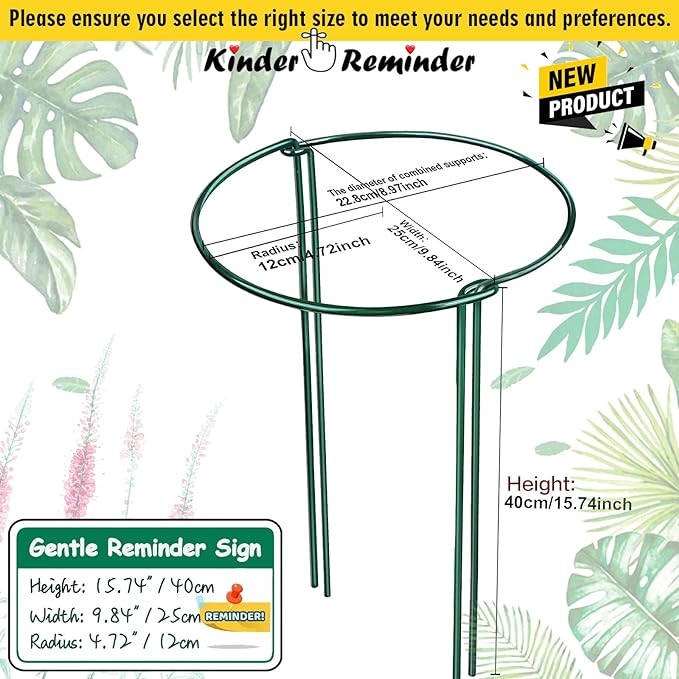 4 Pack Snake Plant Support Stakes, Peony Cages and Supports, Heavy-Duty Hoseplant Support, Hydrangea Support Cage, Aloe Plant Support Ring, Plant Support Stake for Indoor and Outdoor Potted Plants