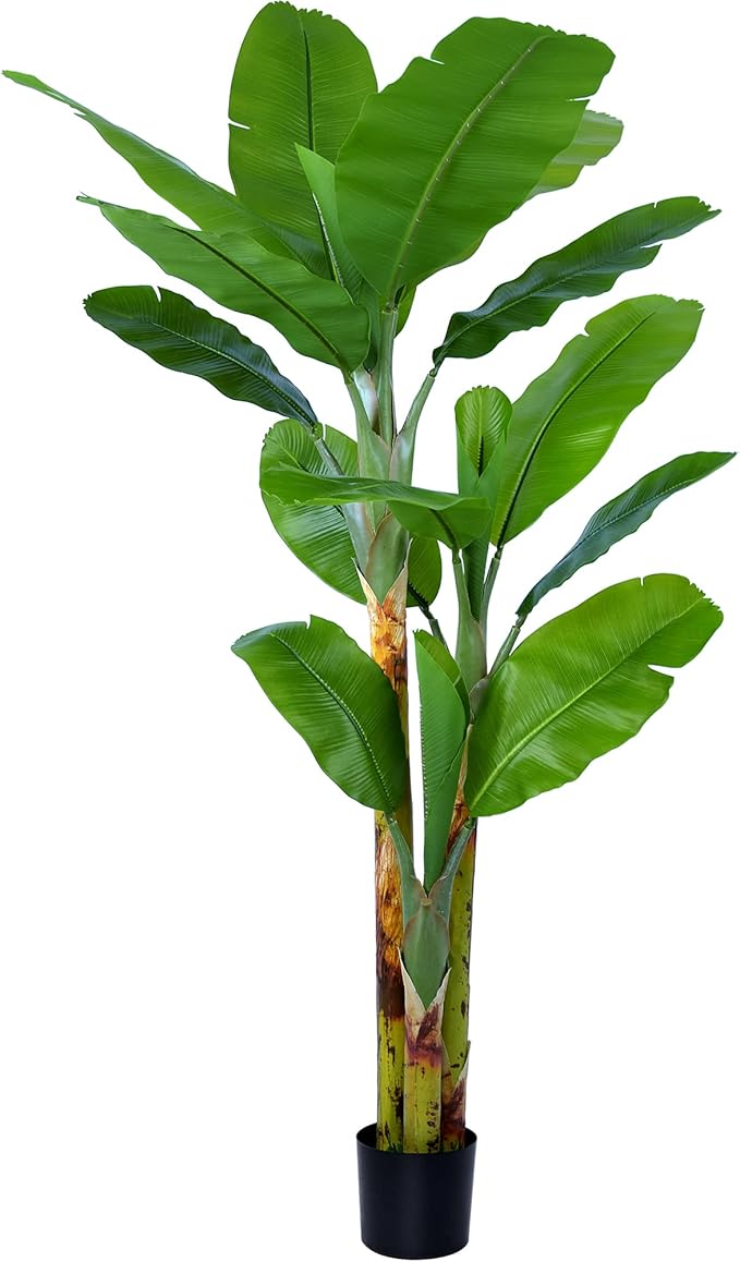 Artificial Banana Tree 7ft(84in) Tall Faux Banana Leaf Plant with 13 Leaves, Fake Realistic Tropical Plants Perfect for Home Garden Yard Patio Living Room Decor Indoor (7feet,1Pack)