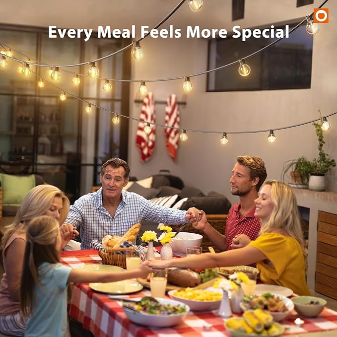 addlon Outdoor String Lights 100FT G40 with Remote, 54 LED Shatterproof Bulbs, Dimmable Patio Globe Lights Waterproof, Hanging Outside Lighting for Backyard, Garden, Deck, Balcony, Porch, Café, Decor