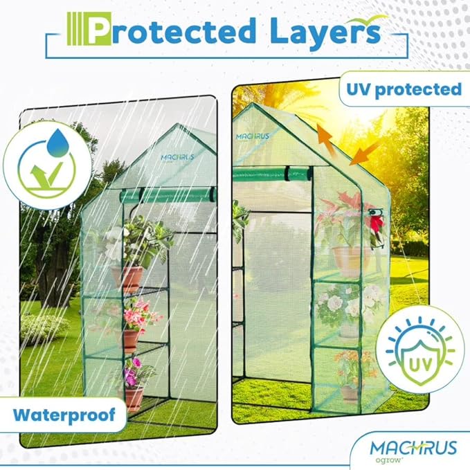 Machrus Ogrow Greenhouse Kit, Multiple Sizes - Green House, Small Greenhouses Outside, Kit Small Greenhouses Outdoors, Mini Greenhouse Outdoor.