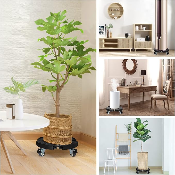 DOFIMATE 2 Pack Rolling Plant Stand with Wheels,15-21’’Adjustable Heavy Duty Plant Caddy with Wheels for Indoor Outdoor Planter Dolly Lockable