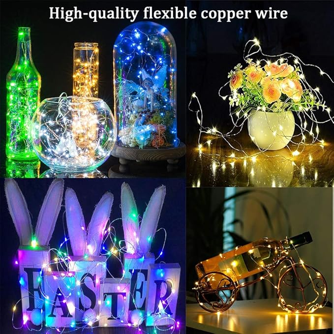 24 Multi Color Changing Fairy Lights USB Powered with Remote Control, 33ft 100 RGB LED Bright Silver Wire Starry String Lights for Christmas Tree, Wedding Party, Bedroom Holiday Décor