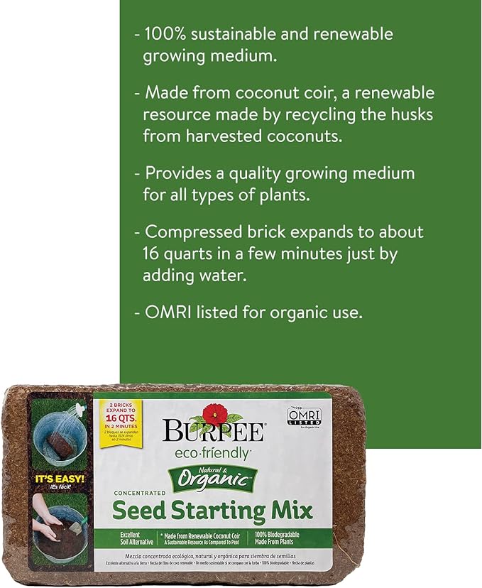 Burpee Organic Coconut Coir Concentrated Seed Starting Mix, 16 Quart