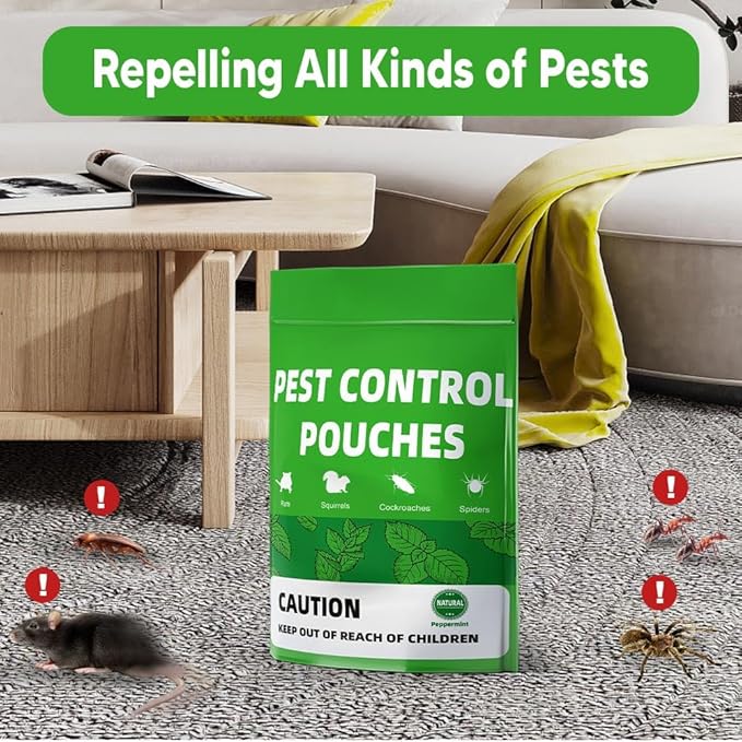 LAQDECDV Pest Control, Mouse Repellent Pouches, Rodent Repellent, Mice Repellant Indoor, Peppermint Mice to Repel Spider, Ant, Roach & Mosquito, Rat Repellant Outdoor, Keep Mouse Out of Camper-12P