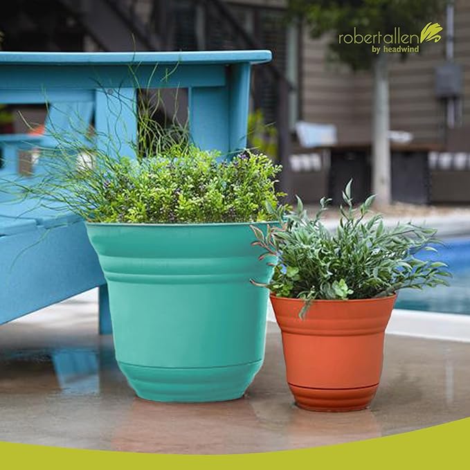 Headwind Traverse Planters – 7" 2 Pack Plastic Plant Pot in Surf Light Blue - Indoor & Outdoor Pots for Plants with Drainage - Decorative Plant Pot, Flower Pots Outdoor for Garden by Robert Allen
