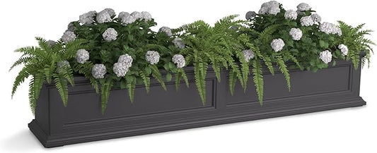 Mayne Fairfield 5-Foot Window Box – Self-Watering, Weather-Resistant Planter for Flowers – Durable Design for Outdoor Use, Perfect for Windows