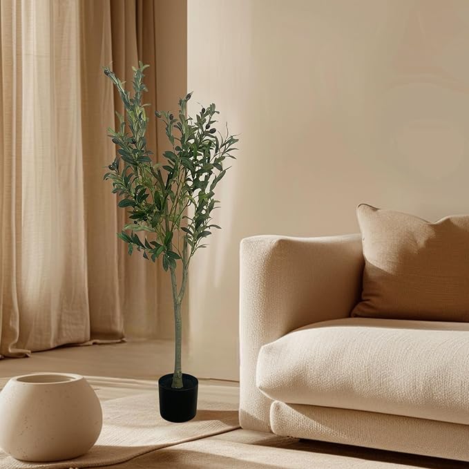 XBrand 47.2-Inches Artificial Olive Tree in Pot for Indoor Outdoor Home Office Store, Great Housewarming Gift