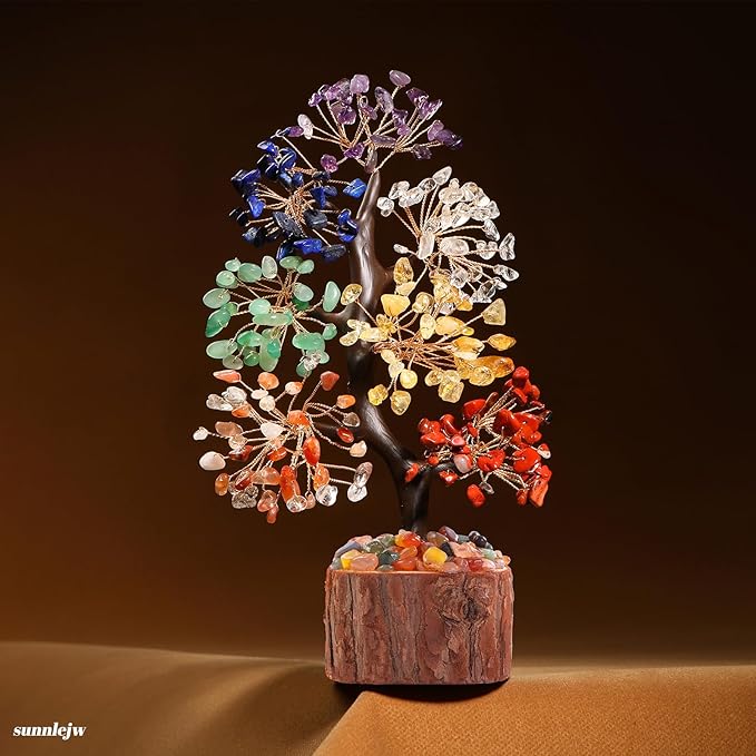 Sunnlejw 7 Chakra Crystal Tree of Life,Birthday Gifts for Women, Healing Crystal and Stones for Positive Energy,Gifts for Sister and Mom,House Warming Gift,Money Feng Shui Tree Decoration