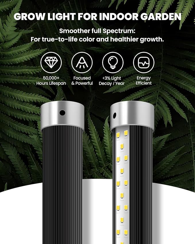 SJZX Grow Light for Indoor Plants, 40 LEDs Full Spectrum Plant Light Stand with Timer, High PPFD Grow Light, 1.2ft Vertical Standing/Hanging Indoor Plant Light for Small Plant Herbs in Home & Office