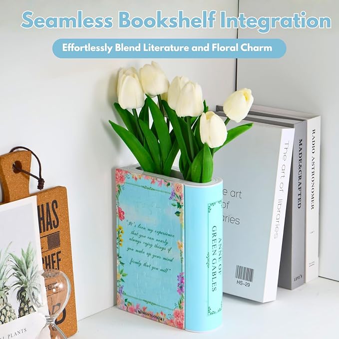 MYLARREN 3D Puzzle Vase for Adults Kids, 120 Pcs Puzzle Book Vase for Flowers, Arts and Crafts for Kids 4-6, Adults, Girls, Cute Unique Vases for Book Shelf Decor, Books Lover Gifts for Women(Anne)