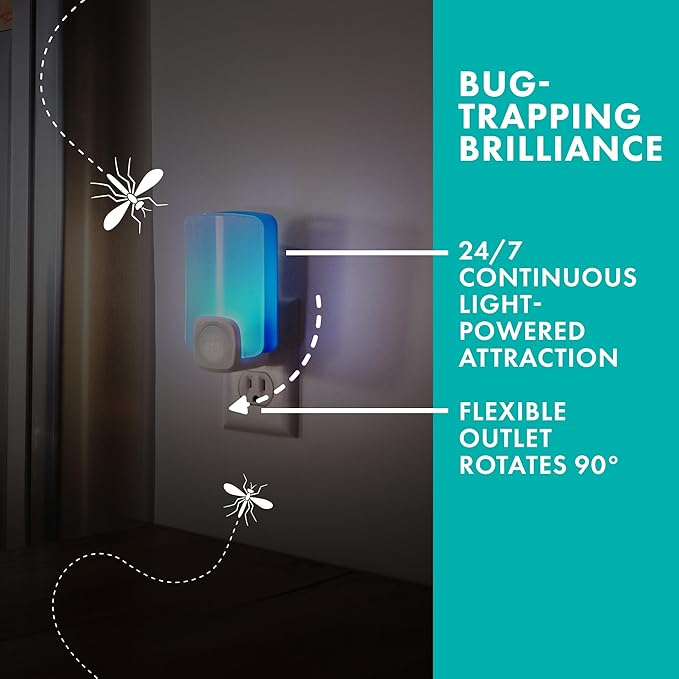 STEM Flying Insect Trap - Indoor Fruit Fly & Gnat Catcher for Home, Kitchen & Any Room, Attracts & Traps Bugs, Soft Blue UV Light - Includes 2 Plug-In Devices & 2 Cartridges