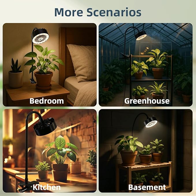 GISMIOSY Grow Lights for Indoor Plants, Full Spectrum Plant Grow Light with Plant Fan,Clip on Plant Lights for Indoor Growing with Timer and Dimmable,Suit for Plant shves and Plant Pot,1 Pack