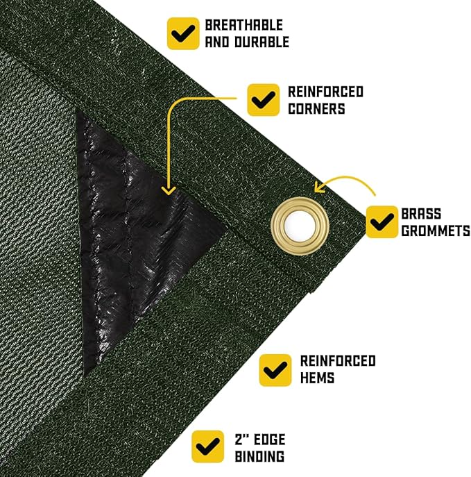 Core Tarps 60% Green Shade Cloth with Grommets - 24 X 50 FT Heavy Duty Mesh Tarp - Sun Shade Cloth for Garden Vegetables Plants Greenhouse Outdoors Backyard Fences Dump Trucks Patio Mesh Shade Tarp