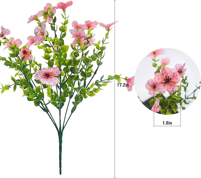 HIFORESTAR Pink Artificial Outdoor Flowers 12 Bundles Vibrant Wild Flowers Silk Daisy Faux Floral Plants Arrangements for Porch, Yard, or Flower Bed Decor (Pink Daisy)