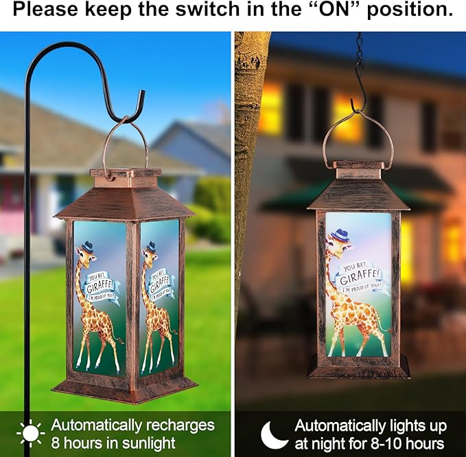Solar Lanterns for Garden Decor,Waterproof Design Ideal Birthday Gifts for Women, Mom, and Grandma Solar LED Hanging Lights for Yard, Patio, Lawn, and Porch(Giraffes)