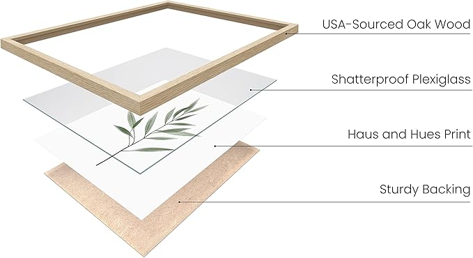 HAUS AND HUES Plant Wall Art - Botanical Prints, Green Wall Art Collection Set, Leaves Paintings Minimalist Sage Green Wall Decor (Beige Frame, 11x14)