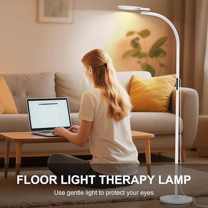 Sozapooty Light Therapy Lamp, LED 10000 Lux Floor Happy Therapy Light, UV-Free Sun Lamp with 5 Brightness & 5 Color Temperatures, 3 Heights for Apartment/Office/Home