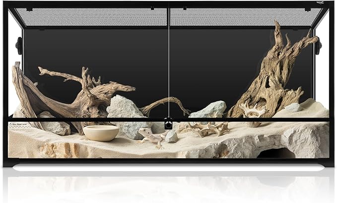 89 Gallon Reptile Tank Large Full Glass Terrarium, Bearded Dragon Tank Front Opening Reptile Enclosure Cage with Anti Escape Ventilated Top Lid for Snake Gecko Lizard Turtle 48''x18''x24''