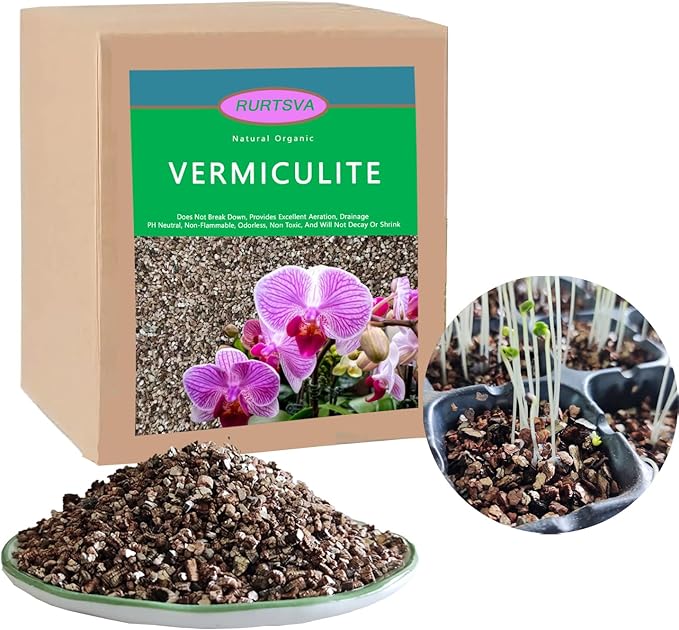 Natural Coarse Vermiculite 5QT for Plants Organic Occurring Mineral Potting Mix Medium for Potted Plants, Hydroponics, Terrariums, Orchids, Mushroom Or Reptile Habitats