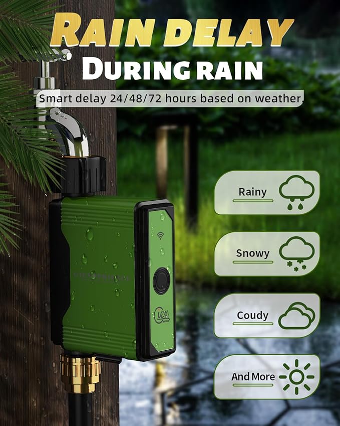 GIEX ZIGBEE Sprinkler Timer GX-02,Built-in Flow Meter, Smart Irrigation Garden Hose Watering Controller Work with TUYA APP and Smart Life APP
