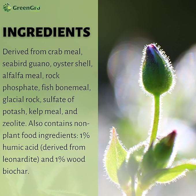GreenGro Flower Finisher - Organic NPK Fertilizer & Big Bloom Booster for Plants in Flower/Ideal Nutrients to Maximize Yields/P-K Booster Phosphorus Fertilizer/Denser & Bigger Buds (5 lb)