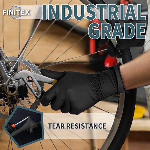 FINITEX - Black Nitrile Disposable Gloves, 5mil, Powder-free, Medical Exam Latex-Free 100 PCS For Cleaning Food Glove (XX-Large (Pack of 90))