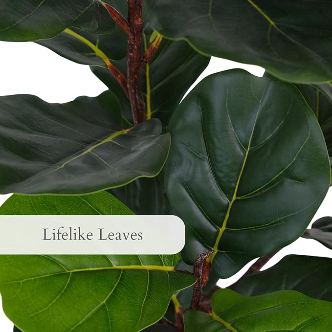 CG Hunter Faux Fig Tree, Premium Artificial Indoor Tree Stands 3-ft Tall, Lifelike-Leaves & Hand Painted Trunk, Pot Included