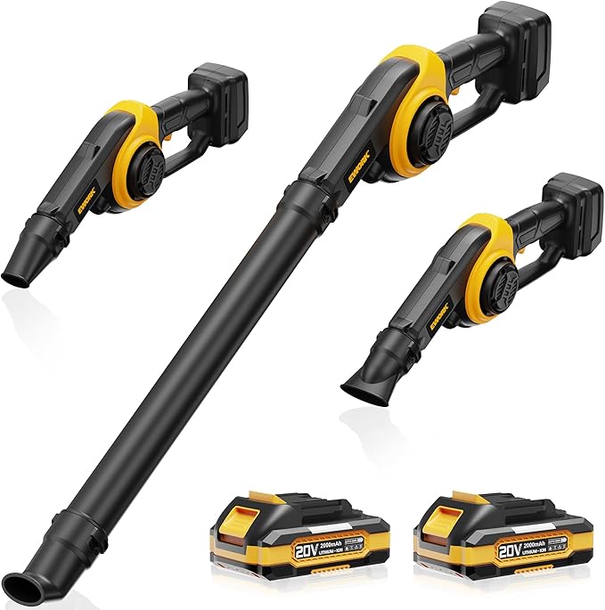 EWORK Small Leaf Blower Cordless 20V Mini Leaf Blower 130CFM/200MPH with Battery and Fast Charger, Lightweight Electric Leaf Blowers, Compact Blower for Jobsite, Patio Cleaning, Lawn Care