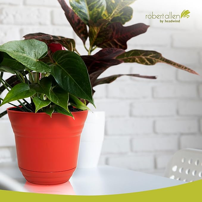 Headwind Traverse Planters – 5" 2 Pack Plastic Plant Pot in Brick Red - Indoor & Outdoor Pots for Plants with Drainage - Decorative Plant Pot, Flower Pots Outdoor for Garden by Robert Allen