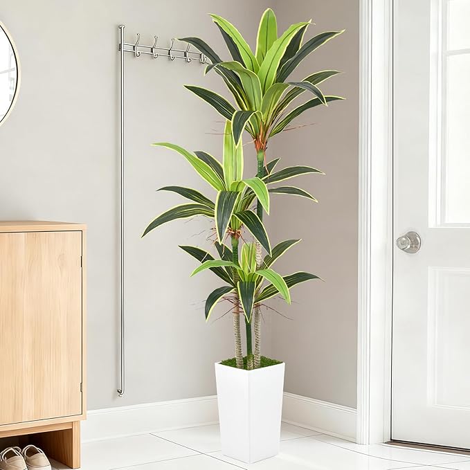 Aritificial Dracaena Tree 6FT Faux Floor Plant in Tall White Pot with Realistic Trunks and 46 Leaves Fake Tropical Yucca Plant for Home Office Decor Indoor Housewarming