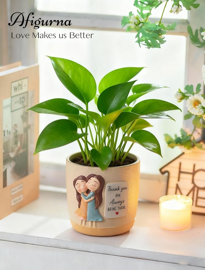 Afigurna Gardening Gifts for Women: 5.3in Plant Pot Gifts for Gardener - Plant Mom Gifts for Gardener - Plant Pot Garden Gifts for Mom Friends Lady Christmas Birthday Mothers Day