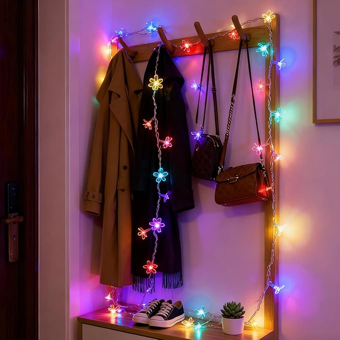 Flower Fairy String Lights, 33ft 100 LED Cherry Blossom Plug in Easter Christmas Tree Hanging Décor Lamp, Garden Bedroom Indoor Decorations for Fence, Wedding Birthday Party (Multicolor)