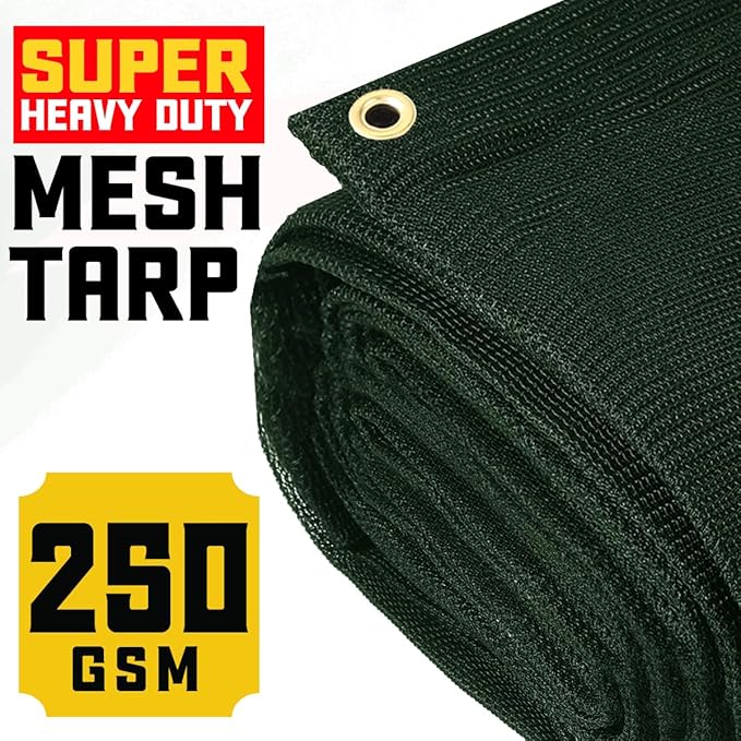 Core Tarps 60% Green Shade Cloth with Grommets - 12 X 20 FT Heavy Duty Mesh Tarp - Sun Shade Cloth for Garden Vegetables Plants Greenhouse Outdoors Backyard Fences Dump Trucks Patio Mesh Shade Tarp