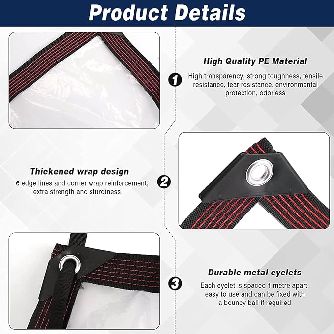 Clear Tarps Waterproof 6X8 with Grommets Clear Vinyl Tarp Heavy Duty Outdoor Clear Plastic Tarp Clear PVC Covering for Patio Henhouse Porch Canopy Plant Camping