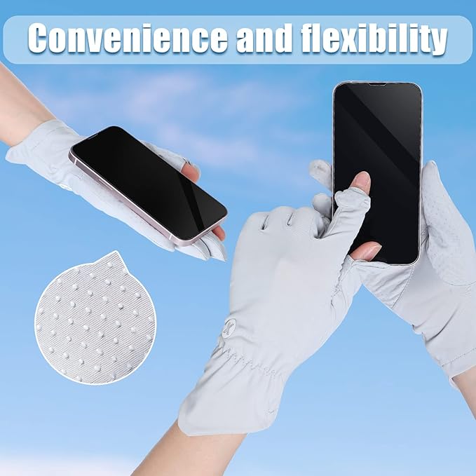 Loopeer 2 Packs Women Sun Protection Driving UV Gloves Full Finger Touchscreen Non Slip Breathable Summer Outdoor Gloves